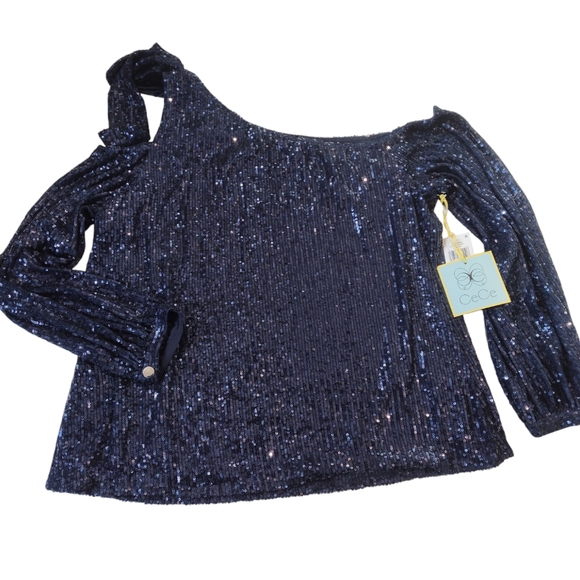 Cece Sequin blouse . Black , blue - Picture 15 of 16